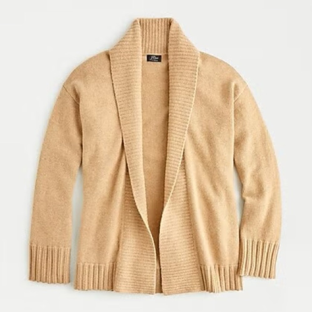 J. Crew Camel Cashmere Open-Front Cardigan